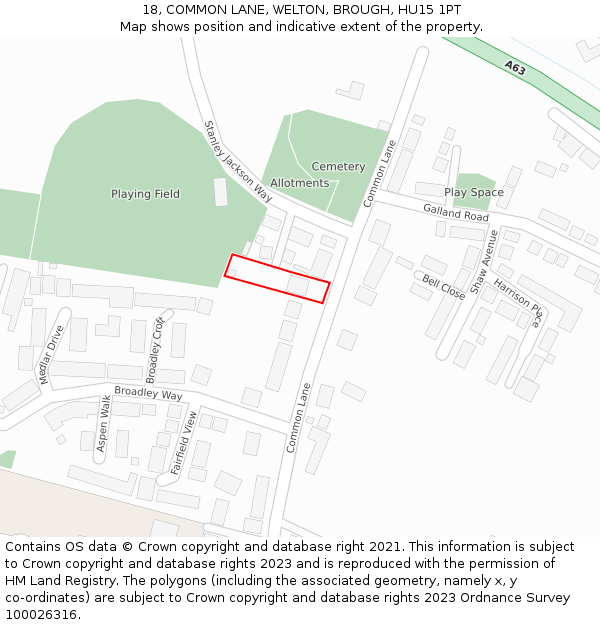 18, COMMON LANE, WELTON, BROUGH, HU15 1PT: Location map and indicative extent of plot