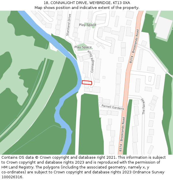 18, CONNAUGHT DRIVE, WEYBRIDGE, KT13 0XA: Location map and indicative extent of plot