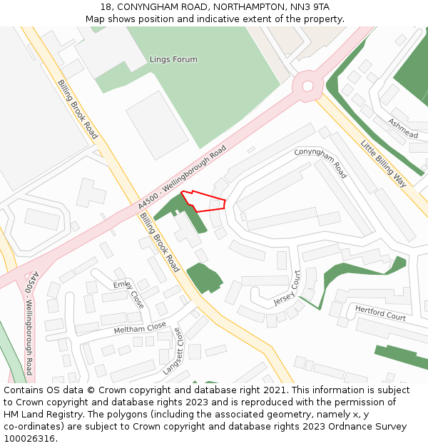 18, CONYNGHAM ROAD, NORTHAMPTON, NN3 9TA: Location map and indicative extent of plot