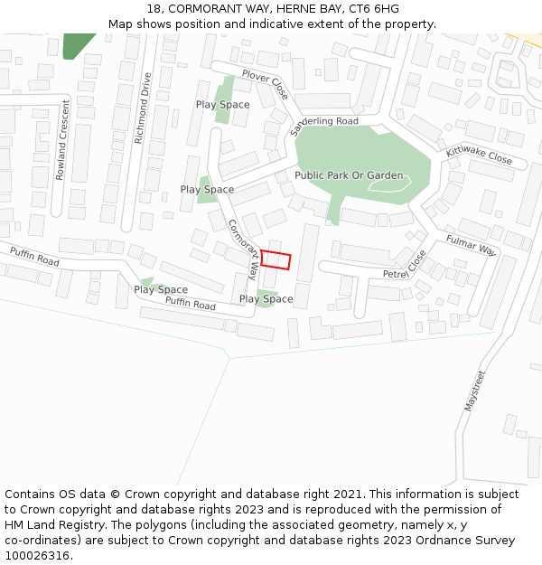 18, CORMORANT WAY, HERNE BAY, CT6 6HG: Location map and indicative extent of plot