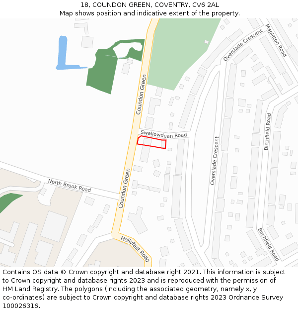 18, COUNDON GREEN, COVENTRY, CV6 2AL: Location map and indicative extent of plot