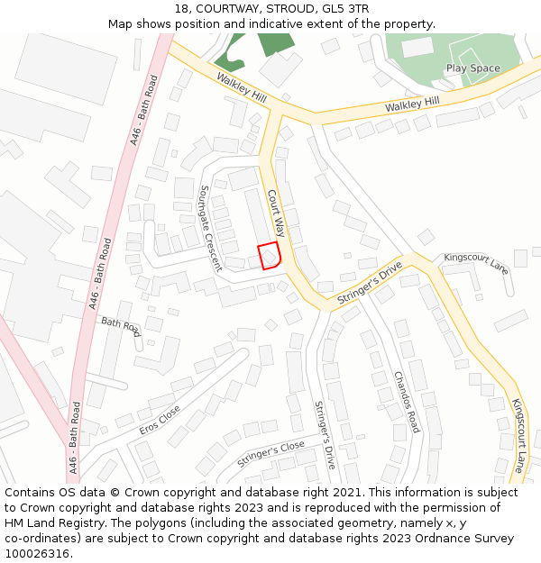 18, COURTWAY, STROUD, GL5 3TR: Location map and indicative extent of plot