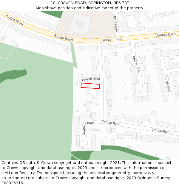 18, CRAVEN ROAD, ORPINGTON, BR6 7RT: Location map and indicative extent of plot