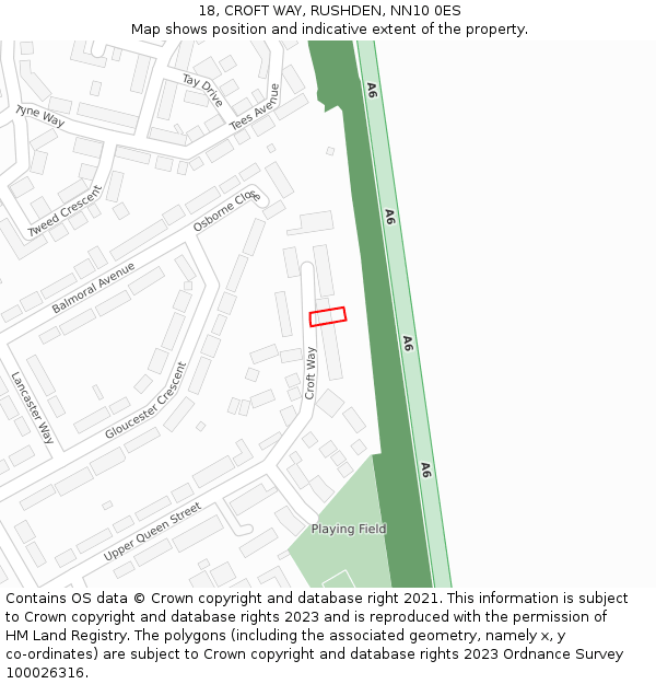 18, CROFT WAY, RUSHDEN, NN10 0ES: Location map and indicative extent of plot