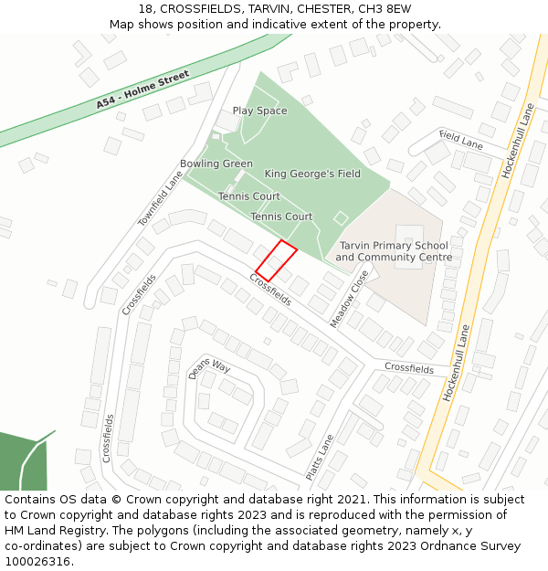 18, CROSSFIELDS, TARVIN, CHESTER, CH3 8EW: Location map and indicative extent of plot