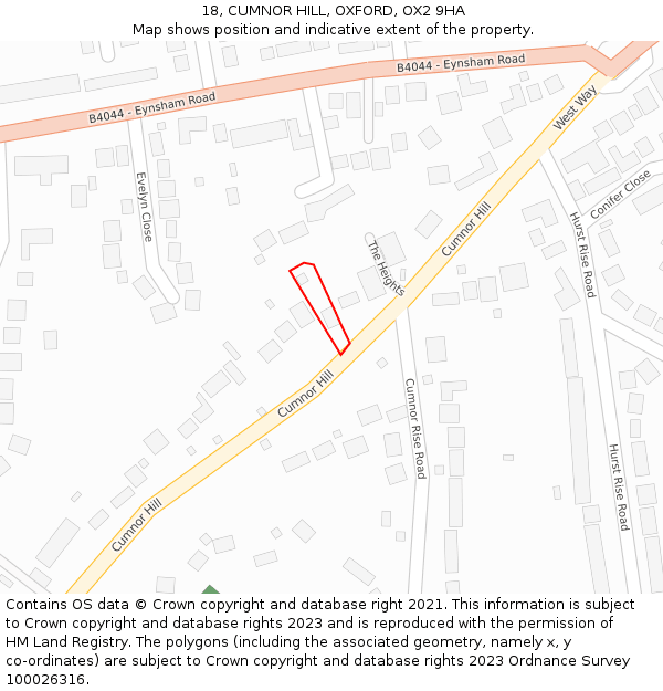 18, CUMNOR HILL, OXFORD, OX2 9HA: Location map and indicative extent of plot