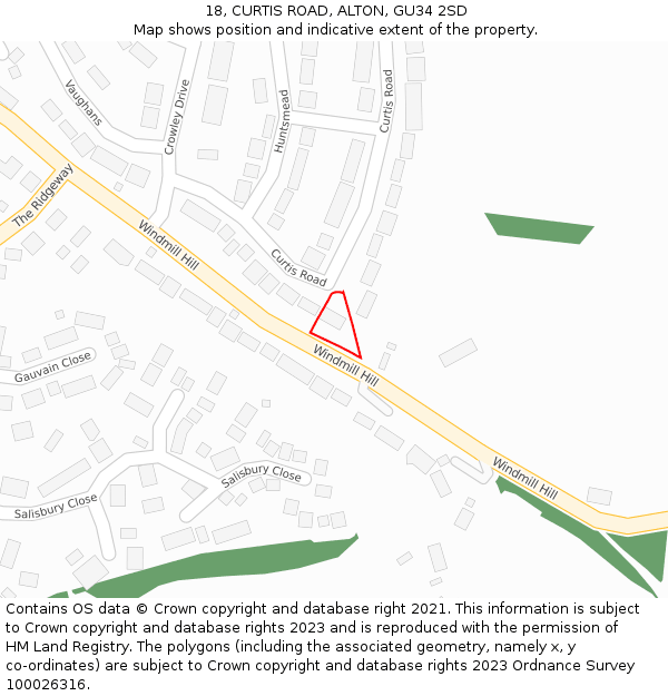 18, CURTIS ROAD, ALTON, GU34 2SD: Location map and indicative extent of plot