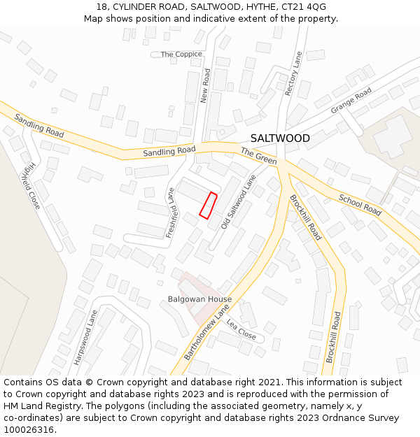 18, CYLINDER ROAD, SALTWOOD, HYTHE, CT21 4QG: Location map and indicative extent of plot