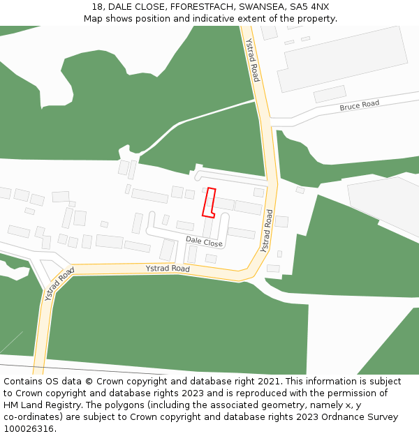 18, DALE CLOSE, FFORESTFACH, SWANSEA, SA5 4NX: Location map and indicative extent of plot