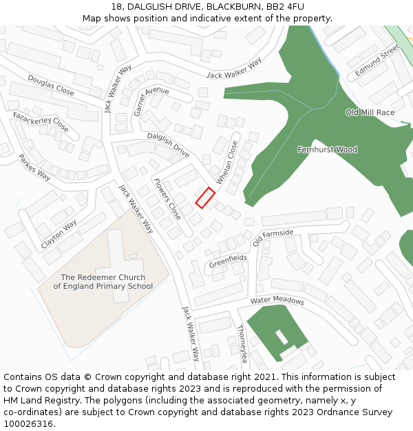 18, DALGLISH DRIVE, BLACKBURN, BB2 4FU: Location map and indicative extent of plot