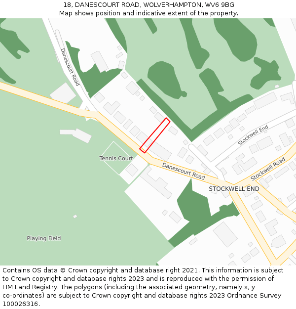 18, DANESCOURT ROAD, WOLVERHAMPTON, WV6 9BG: Location map and indicative extent of plot