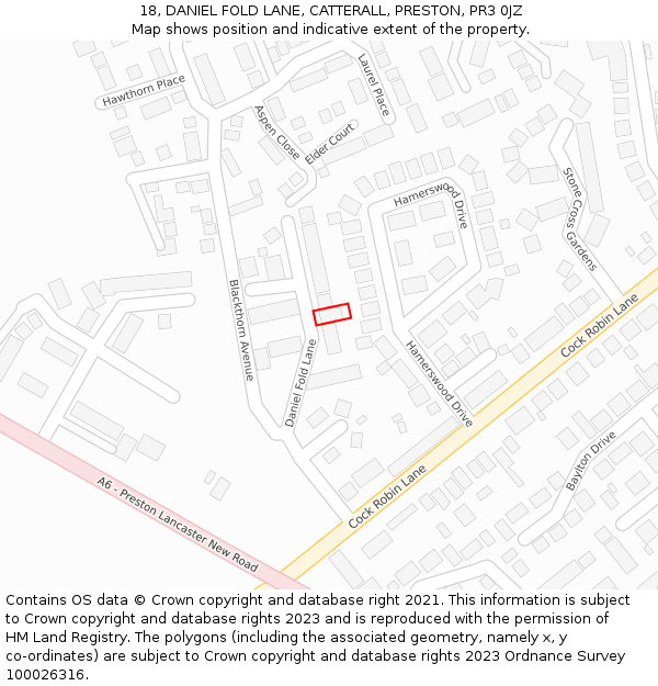 18, DANIEL FOLD LANE, CATTERALL, PRESTON, PR3 0JZ: Location map and indicative extent of plot