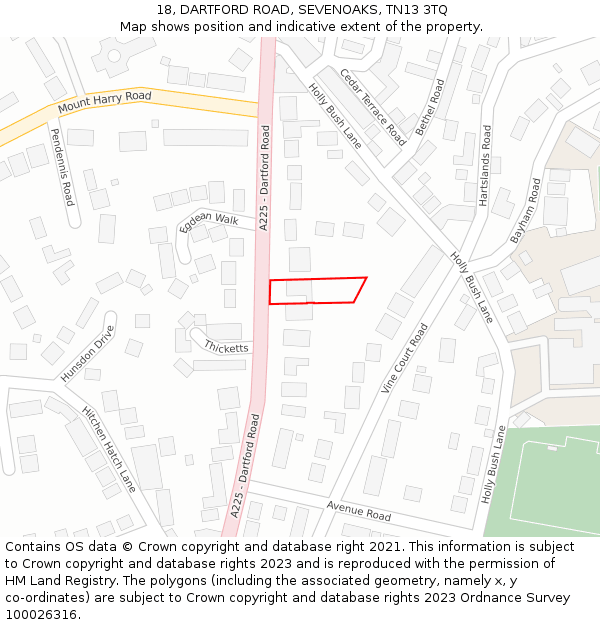 18, DARTFORD ROAD, SEVENOAKS, TN13 3TQ: Location map and indicative extent of plot