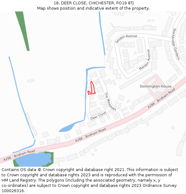 18, DEER CLOSE, CHICHESTER, PO19 8TJ: Location map and indicative extent of plot