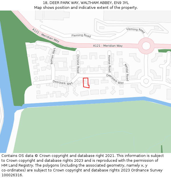 18, DEER PARK WAY, WALTHAM ABBEY, EN9 3YL: Location map and indicative extent of plot