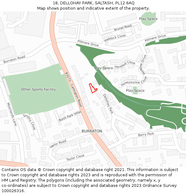 18, DELLOHAY PARK, SALTASH, PL12 6AQ: Location map and indicative extent of plot