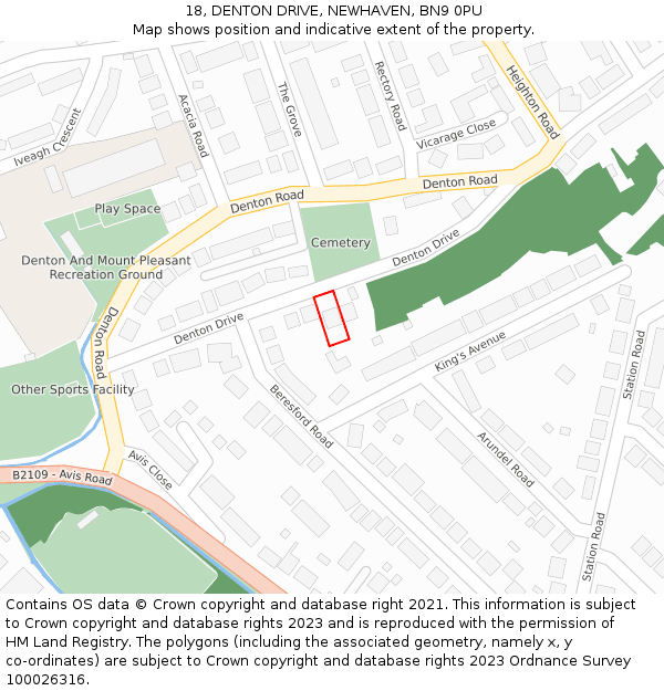 18, DENTON DRIVE, NEWHAVEN, BN9 0PU: Location map and indicative extent of plot