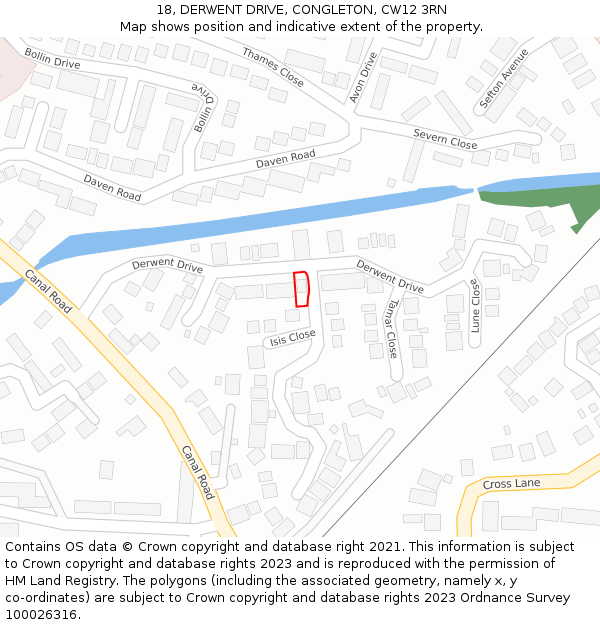 18, DERWENT DRIVE, CONGLETON, CW12 3RN: Location map and indicative extent of plot