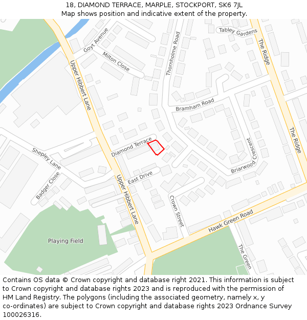 18, DIAMOND TERRACE, MARPLE, STOCKPORT, SK6 7JL: Location map and indicative extent of plot