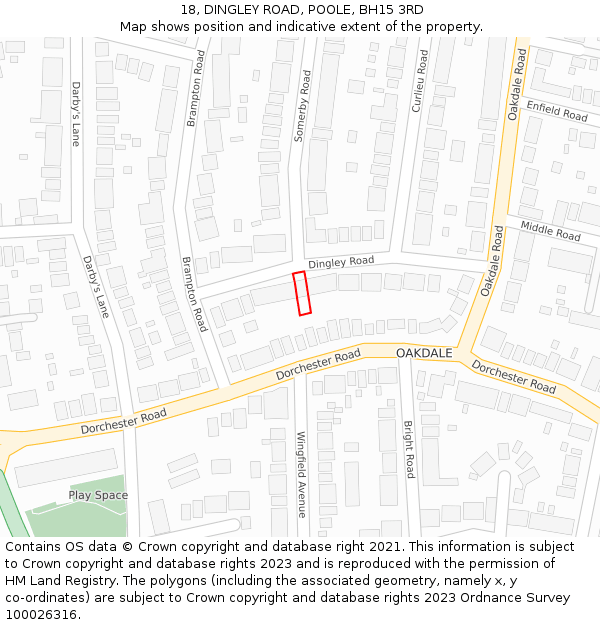 18, DINGLEY ROAD, POOLE, BH15 3RD: Location map and indicative extent of plot