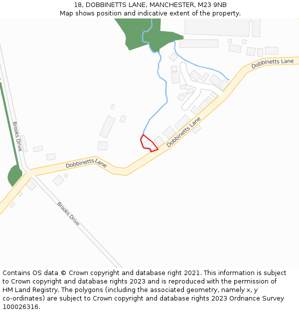 18, DOBBINETTS LANE, MANCHESTER, M23 9NB: Location map and indicative extent of plot