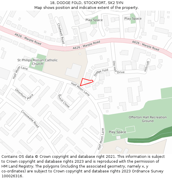 18, DODGE FOLD, STOCKPORT, SK2 5YN: Location map and indicative extent of plot