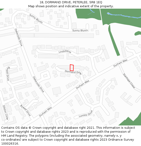 18, DORMAND DRIVE, PETERLEE, SR8 1EQ: Location map and indicative extent of plot
