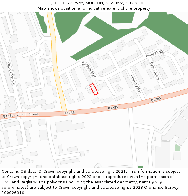 18, DOUGLAS WAY, MURTON, SEAHAM, SR7 9HX: Location map and indicative extent of plot