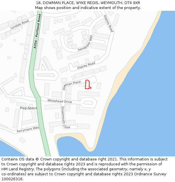 18, DOWMAN PLACE, WYKE REGIS, WEYMOUTH, DT4 9XR: Location map and indicative extent of plot