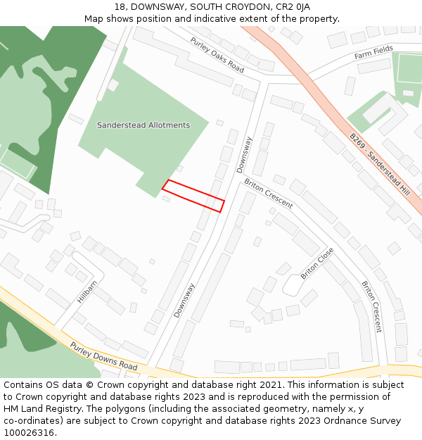 18, DOWNSWAY, SOUTH CROYDON, CR2 0JA: Location map and indicative extent of plot