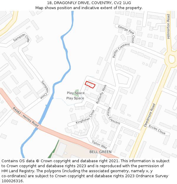 18, DRAGONFLY DRIVE, COVENTRY, CV2 1UG: Location map and indicative extent of plot