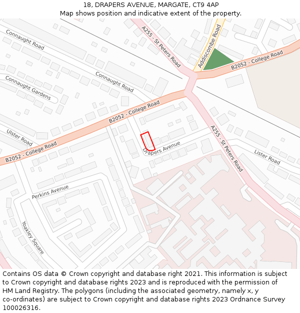 18, DRAPERS AVENUE, MARGATE, CT9 4AP: Location map and indicative extent of plot