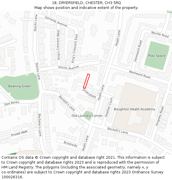 18, DRYERSFIELD, CHESTER, CH3 5RQ: Location map and indicative extent of plot