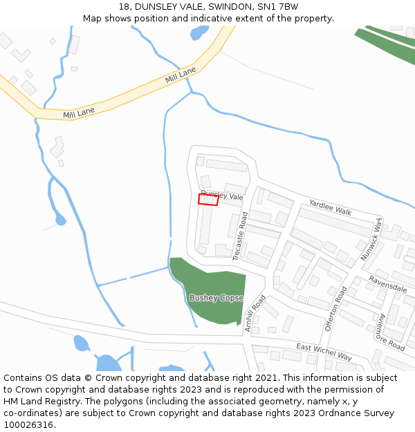 18, DUNSLEY VALE, SWINDON, SN1 7BW: Location map and indicative extent of plot