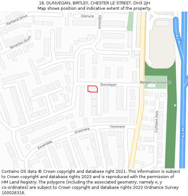 18, DUNVEGAN, BIRTLEY, CHESTER LE STREET, DH3 2JH: Location map and indicative extent of plot