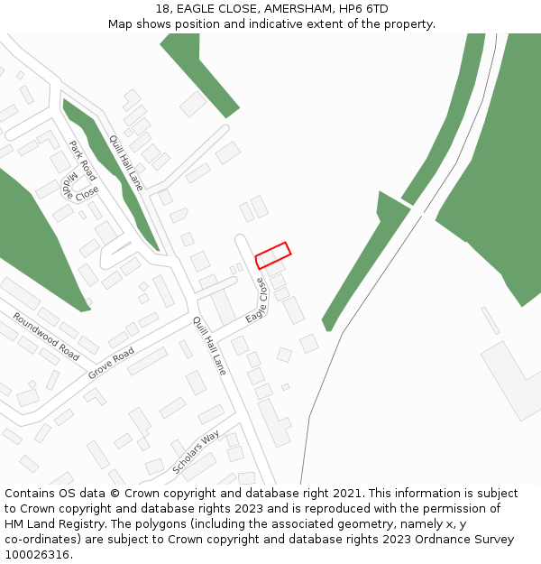 18, EAGLE CLOSE, AMERSHAM, HP6 6TD: Location map and indicative extent of plot