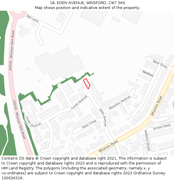 18, EDEN AVENUE, WINSFORD, CW7 3AS: Location map and indicative extent of plot