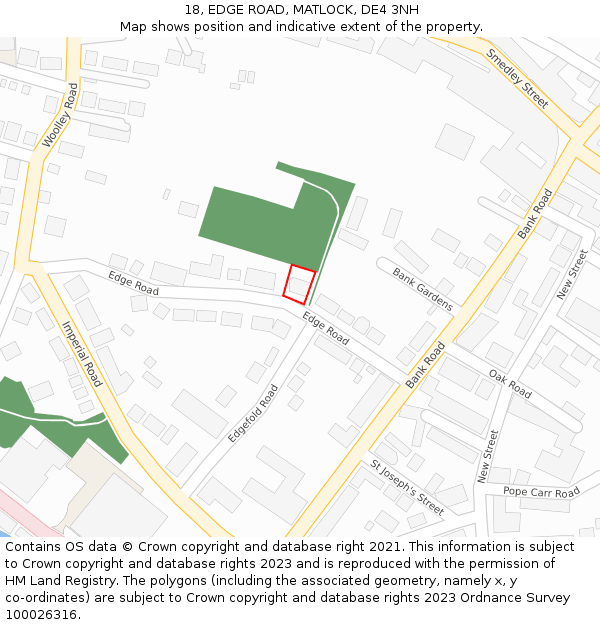 18, EDGE ROAD, MATLOCK, DE4 3NH: Location map and indicative extent of plot