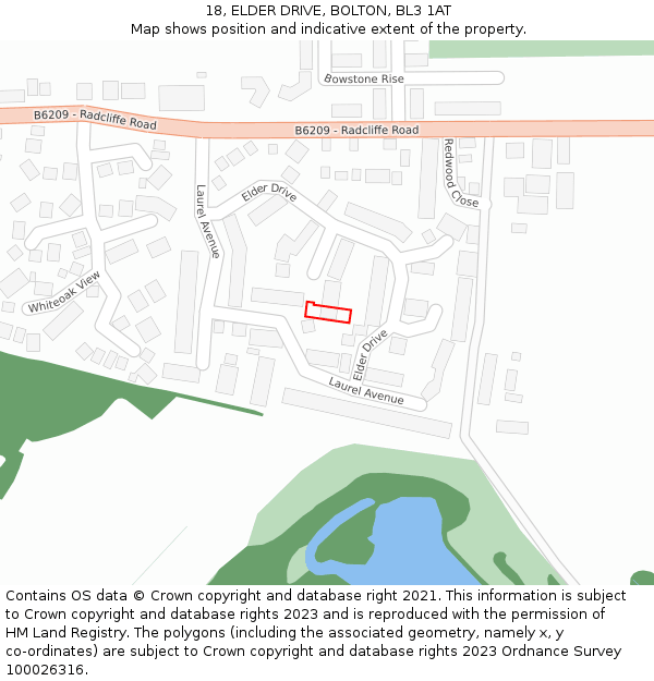 18, ELDER DRIVE, BOLTON, BL3 1AT: Location map and indicative extent of plot