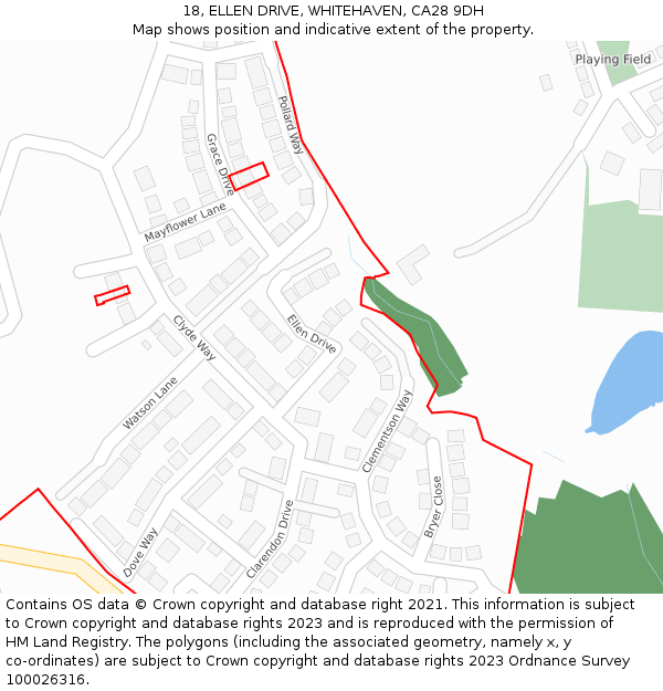 18, ELLEN DRIVE, WHITEHAVEN, CA28 9DH: Location map and indicative extent of plot