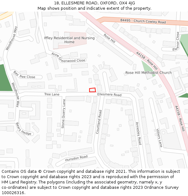 18, ELLESMERE ROAD, OXFORD, OX4 4JG: Location map and indicative extent of plot