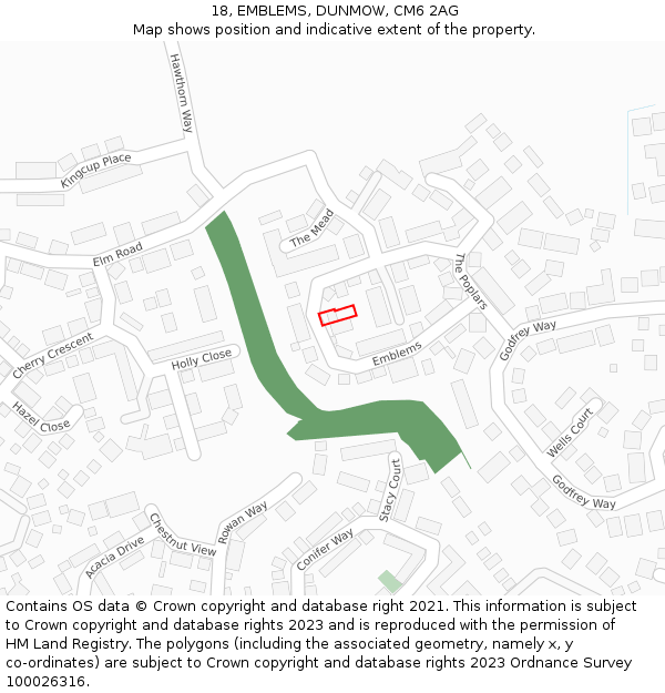 18, EMBLEMS, DUNMOW, CM6 2AG: Location map and indicative extent of plot