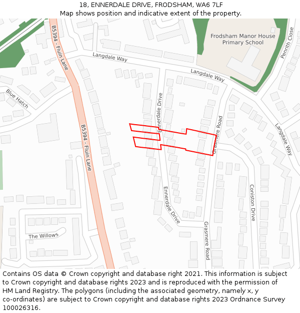 18, ENNERDALE DRIVE, FRODSHAM, WA6 7LF: Location map and indicative extent of plot