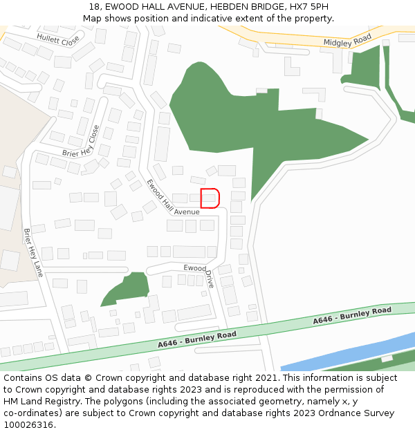 18, EWOOD HALL AVENUE, HEBDEN BRIDGE, HX7 5PH: Location map and indicative extent of plot