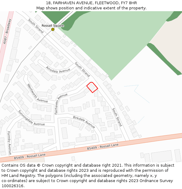 18, FAIRHAVEN AVENUE, FLEETWOOD, FY7 8HR: Location map and indicative extent of plot