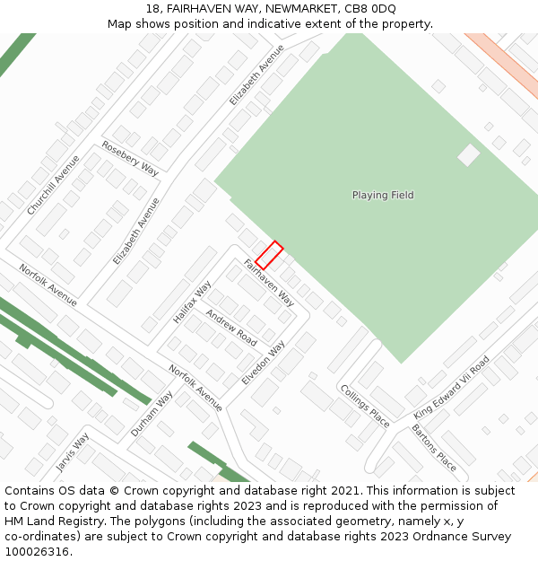 18, FAIRHAVEN WAY, NEWMARKET, CB8 0DQ: Location map and indicative extent of plot