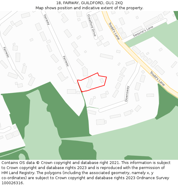 18, FAIRWAY, GUILDFORD, GU1 2XQ: Location map and indicative extent of plot