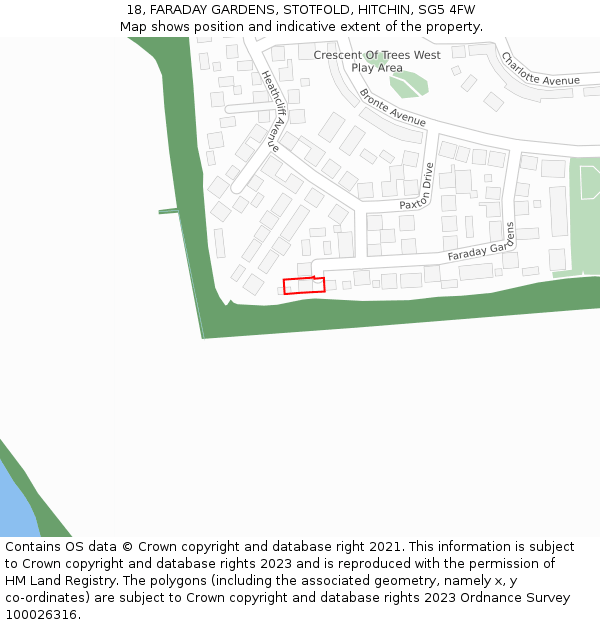 18, FARADAY GARDENS, STOTFOLD, HITCHIN, SG5 4FW: Location map and indicative extent of plot
