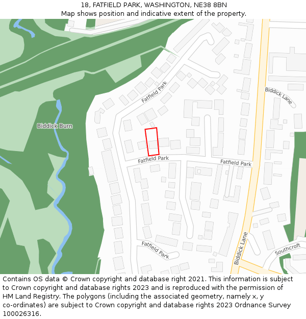 18, FATFIELD PARK, WASHINGTON, NE38 8BN: Location map and indicative extent of plot