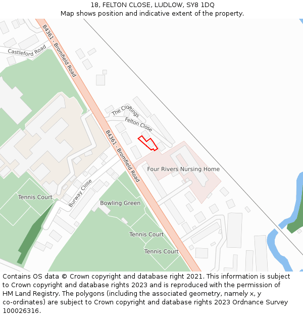 18, FELTON CLOSE, LUDLOW, SY8 1DQ: Location map and indicative extent of plot